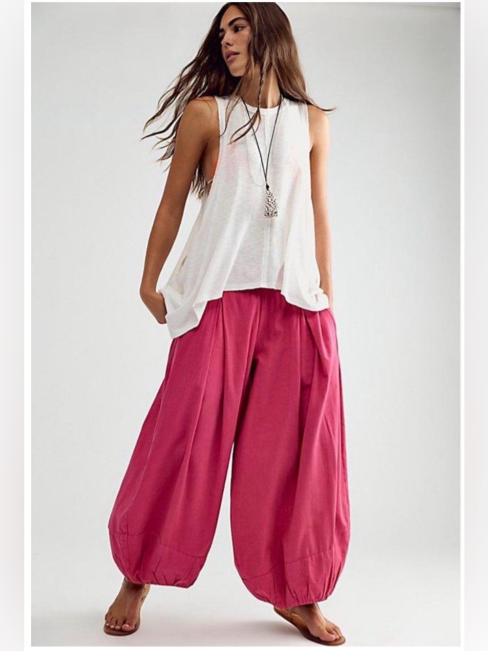 Free People Moonflower Pull-On Balloon Pants Pink M NWOT $98